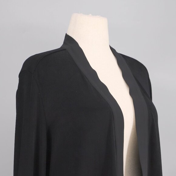 CHICO'S Travelers Slinky Stretch Pleated Hem Open Long Cardigan Black Size 2/L - Picture 3 of 6
